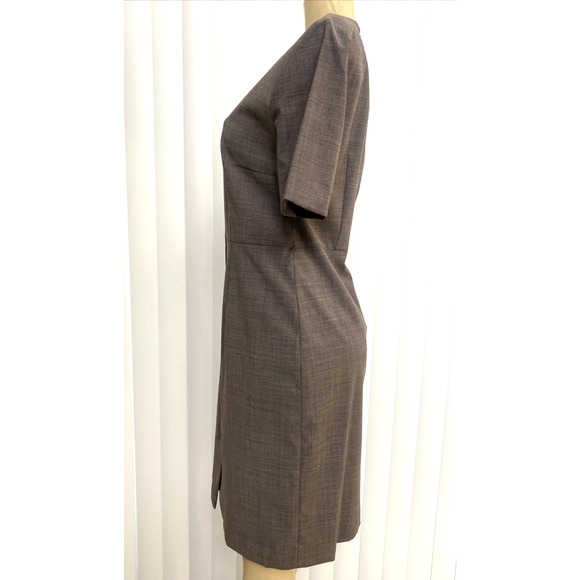 BOSS Hugo Boss Damaren Wool Sheath Dress Terra Melange Short Sleeve Work 10 US M - Picture 3 of 8